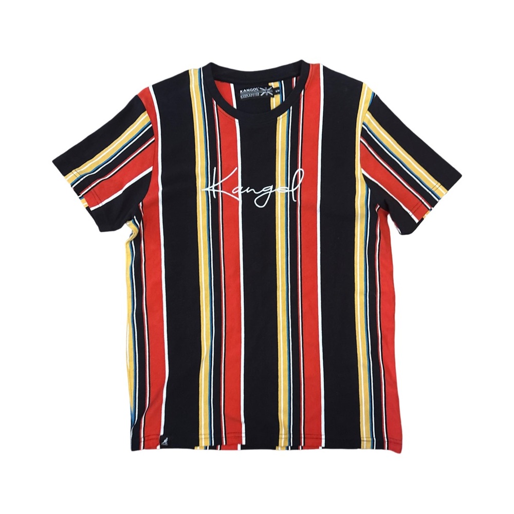 Vintage Kangol Striped T-Shirt - Red, Yellow, Black - size M